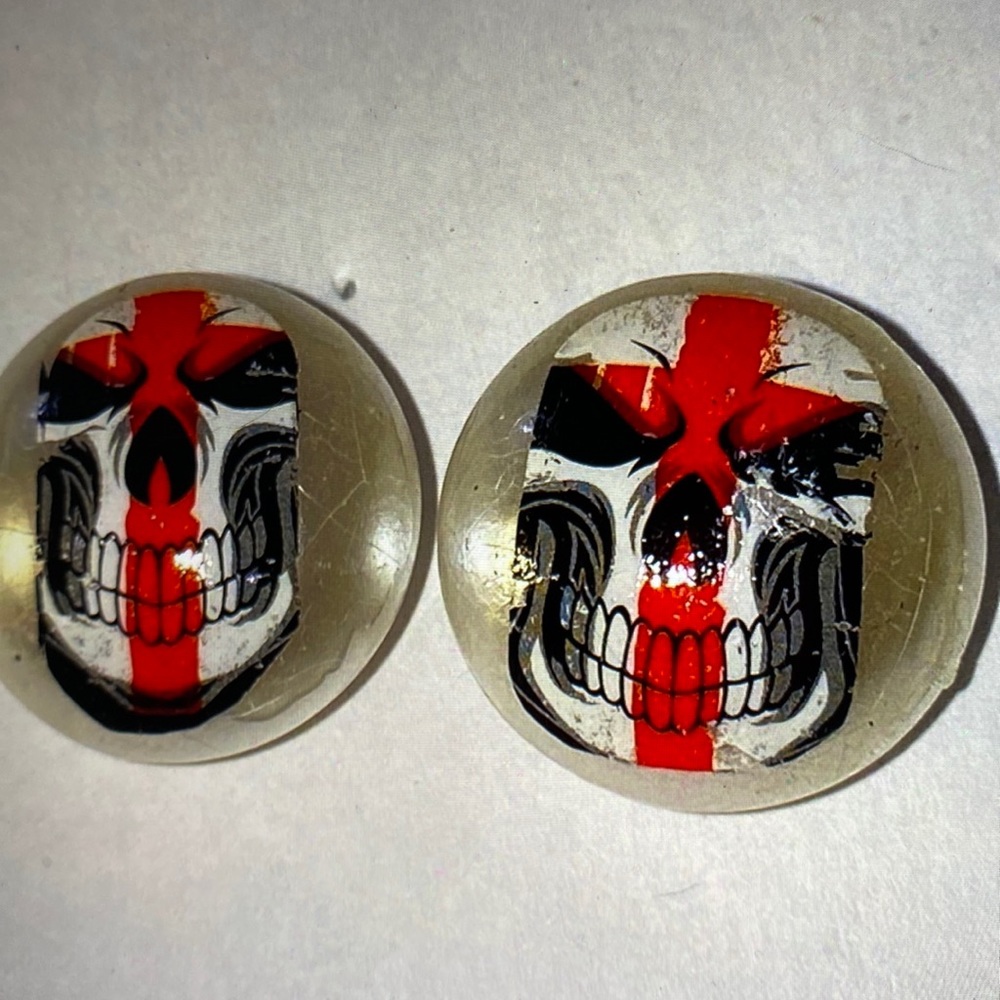 New cross skull button earrings